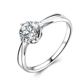 10k White Gold Solitaire Moissanite Ring 0.8ct