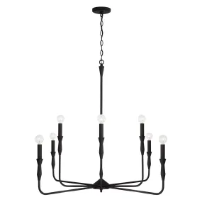 34"H PALOMA 8-LIGHT CHANDELIER, TEXTURED BLACK