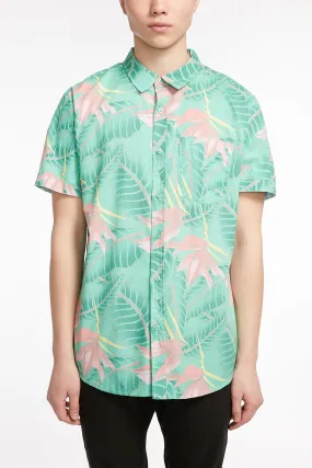 Amnesia Guys Tropical Print Button-Up Shirt