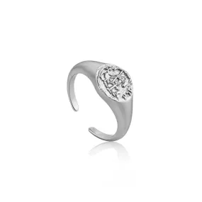 Ania Haie Emblem Adjustable Signet Ring - Silver