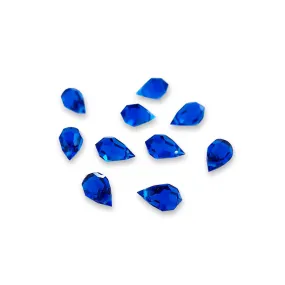 Blå Glasperler, Preciosa Crystal Drops, Capri Blue, 6 x 10 mm