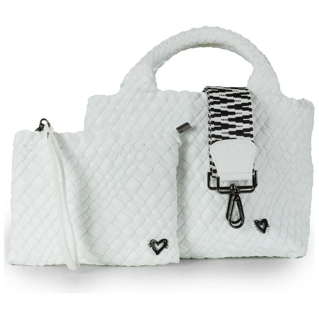 Brandon Small Woven Tote - White