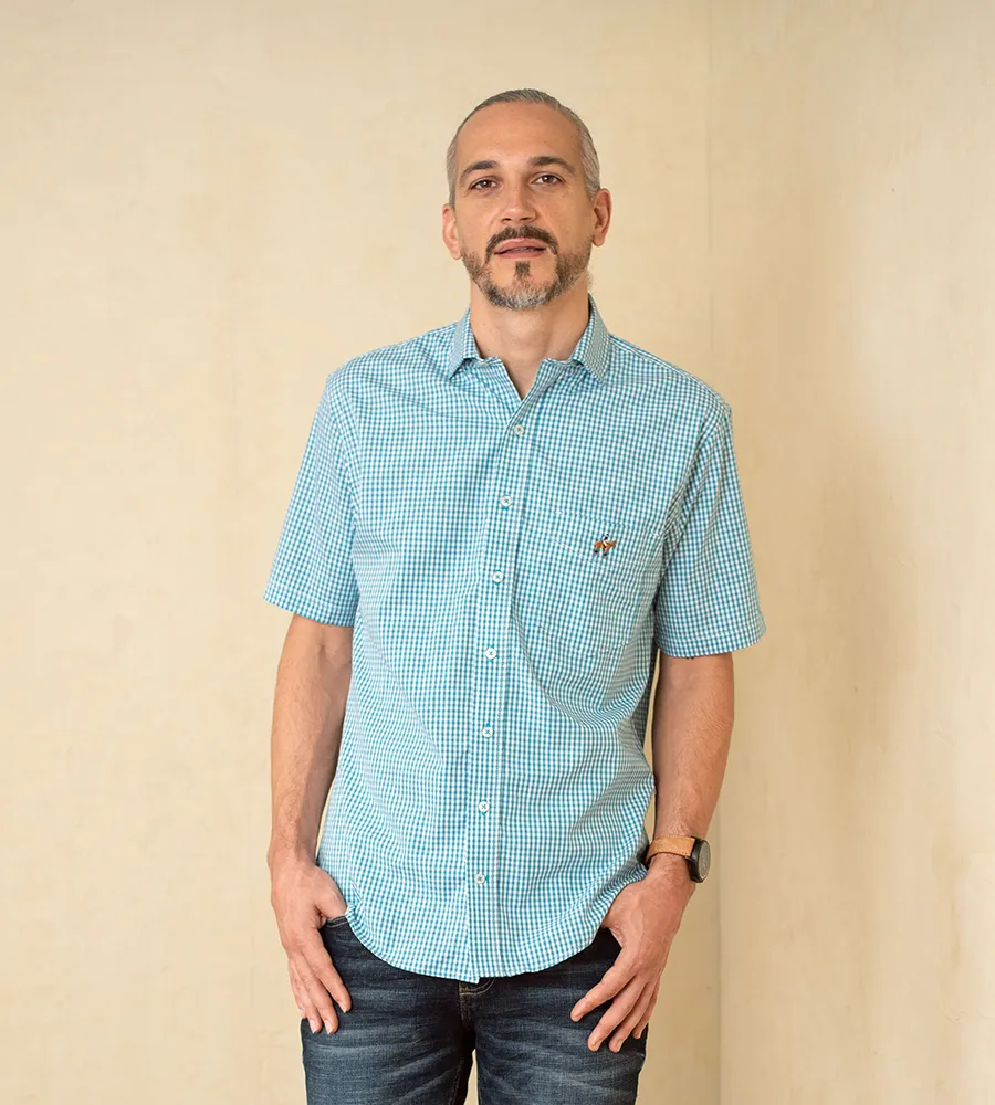 Camisa Cuadros M/C Azul Claro Ref. 103030624