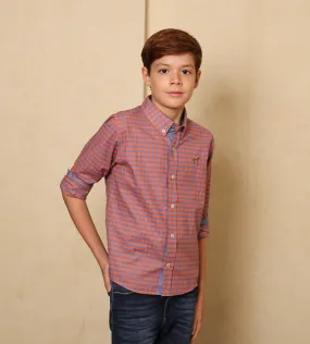 Camisa Cuadros Naranja M/L Para Niño Ref. 214010424