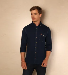 Camisa Fondo Entero M/L Azul Índigo Oscuro Ref. 115080624