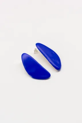 Enameled ceramic earrings Louise in electric blue