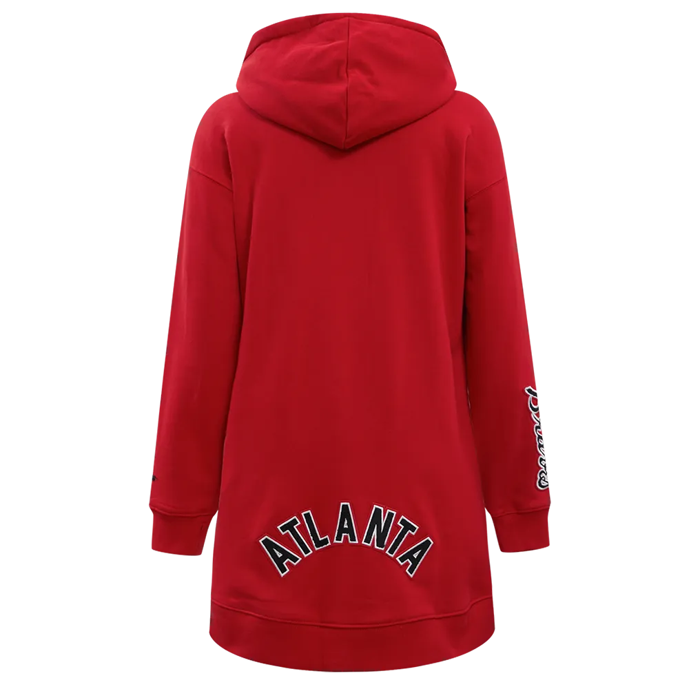 MLB ATLANTA BRAVES CLASSIC WOMEN'S HOODIE DRESS (RED)