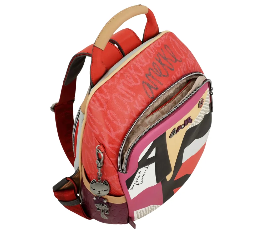 Rucsac causal, dama, ANEKKE 38795-213, rosu, piele ecologica