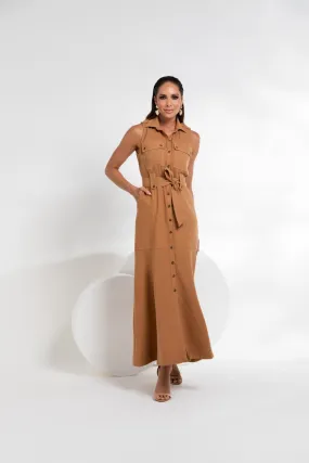 VESTIDO ARTSY CARAMELO RAFAELA MIDI